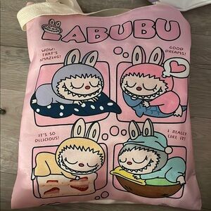 Labubu Pink Cartoon Tote Bag